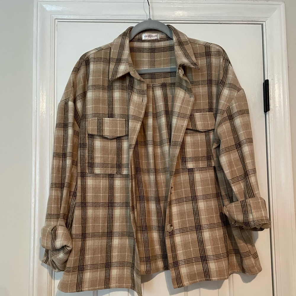 Tan Plaid Shacket